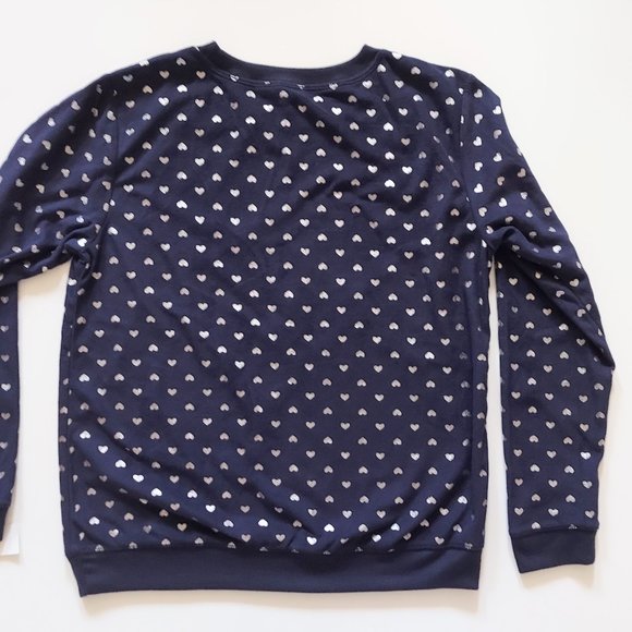 SO Intimates Womens Medium Silver Blue Heart Patterned Long Sleeve PJ Top NWT - Picture 4 of 5